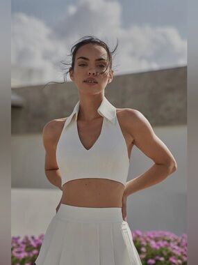 Wiskii Active Sleeveless Polo Bra Ivory Size Small